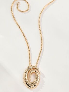 Free Ship! Anthropologie Gold Plated Coastal Crystal Swirl Drop Necklace NWT